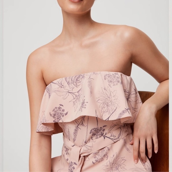 ARITZIA Babaton Flutter Pink Altamiro Floral lightweight Satin Jumpsuit size 2 - Picture 4 of 16